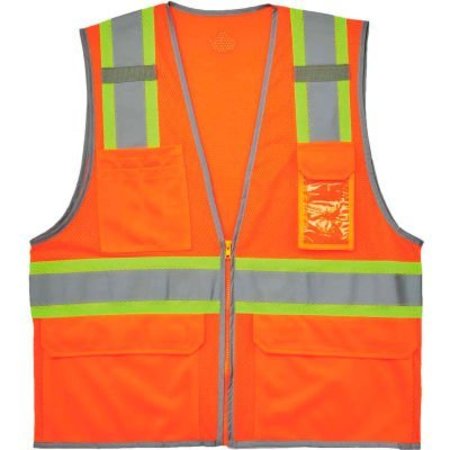 ERGODYNE GloWear Two-Tone Mesh Vest, Reflective Binding, S/M, Type R, Class 2, Lime 24143